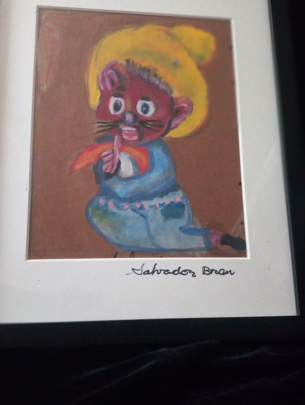 Artisan Yellow Hat Speedy Gonzales  Mouse Painting with Blue Outfit
